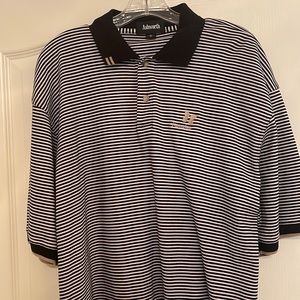 XL Ashcroft Black & White striped golf shirt Kapalua course label